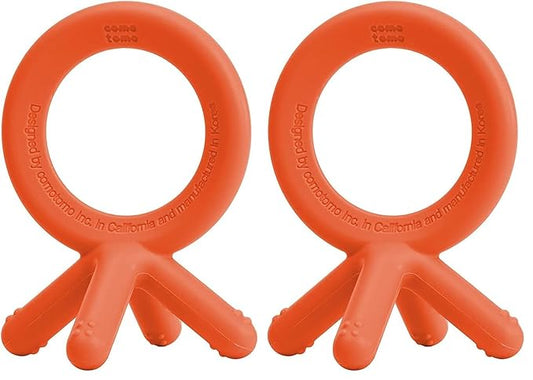 Comotomo Silicone Baby Teether, Orange (Pack of 2)