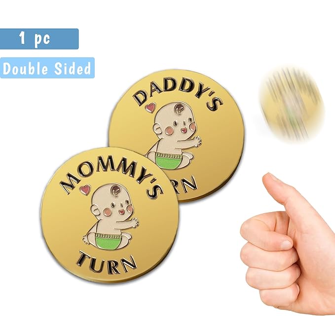Fathers Day New Baby Gifts for Parents,Double-Sided Decision Coin Gift for New Mom & Dad,Funny Baby Shower Gifts for Couple,Gifts for Pregnant Women as Halloween Thanksgiving Christmas Gift，D-Gold