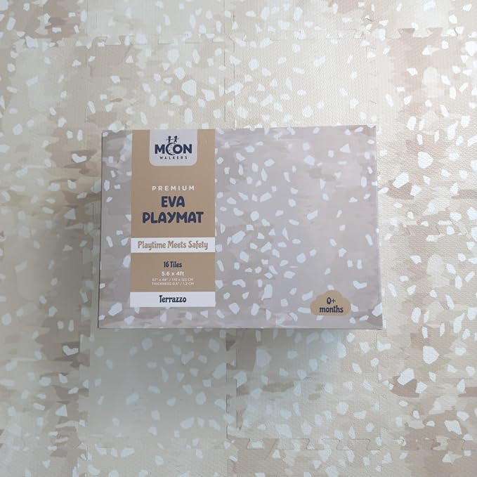 Upgraded Premium Soft Foam Baby Play Mat – Connectable to Create Larger Play Spaces, 5.5 x 3.9 ft, Easy to Clean, 0.5” Thick – Modern Terrazzo Design for Playrooms and Home Décor