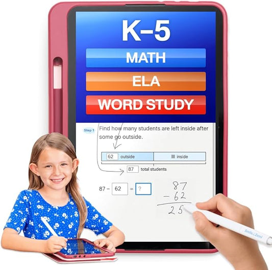 Dedicated Learning Tablet | Personalized Independent Study, Access All K–5 Lessons Math & ELA | No Browser, Games or Ads | 10.1” Display, Pen & Cover(Pink) | Subscription Required