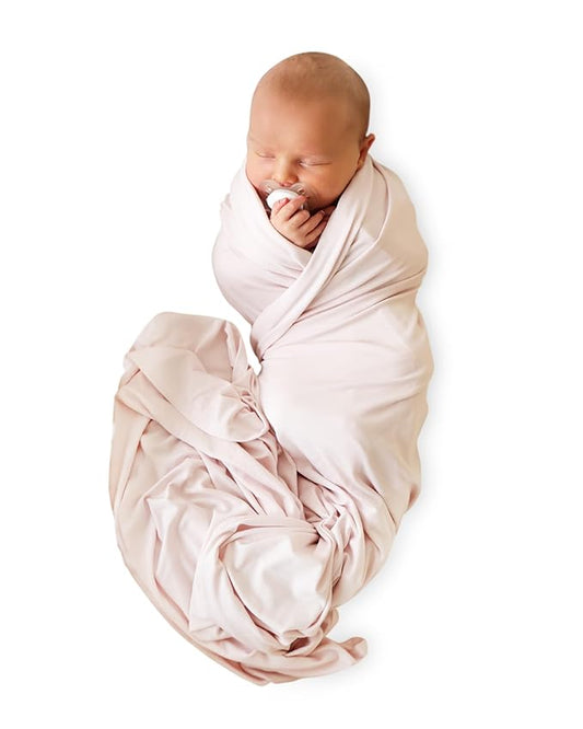 Caden Lane Baby Swaddle & Receiving Blanket, Soft, Breathable & Temperature-Regulating Bamboo Viscose Fabric for Swaddling Newborns, Gender Neutral Infant Blanket for Boys & Girls, Pale Pink