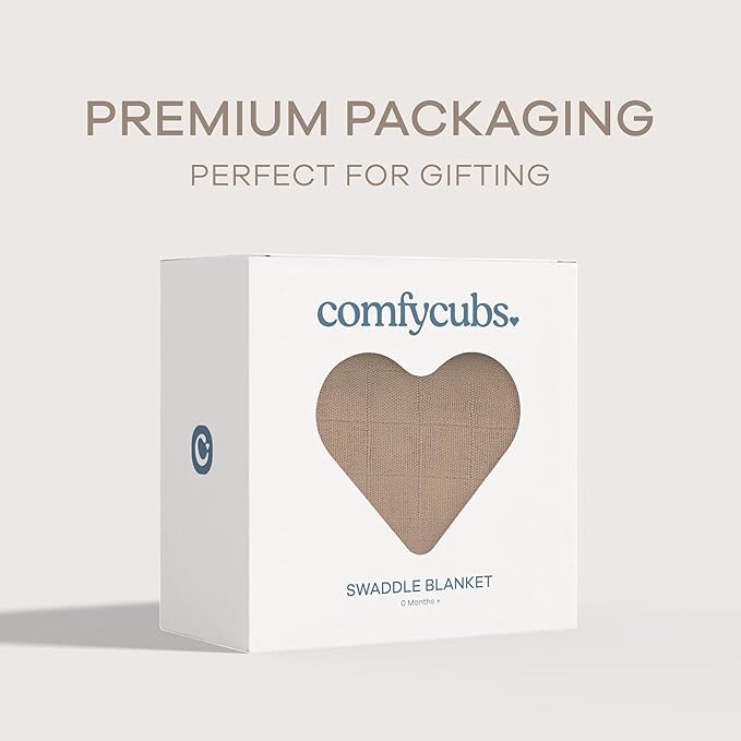 Comfy Cubs Muslin Swaddle Blankets Pack of 1 - 47 x 47 Inch Soft Cotton Baby Blanket Set, Large Multipurpose Wraps for Newborns - Self-Soothing Swaddles for Newborns - Cedar