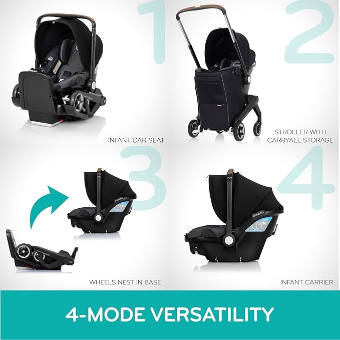 Evenflo Shyft DualRide Infant Car Seat Stroller Combo with Carryall Storage (Boone Gray)