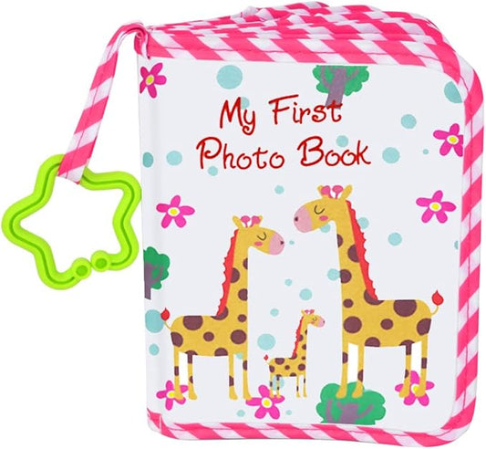 Photo Album Soft Cloth Photo Book First Year Memory Album Shower Gift for Newborns,Holds 4x6 Inch Photos. (Pink)