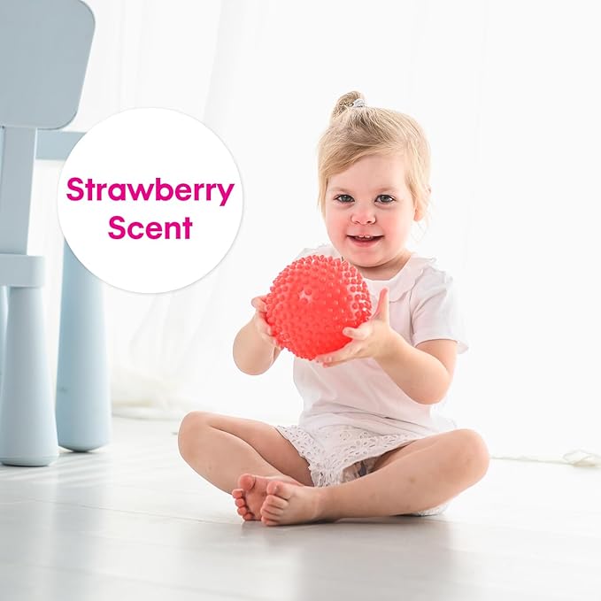 Edushape The Original Scented Sensory Balls for Baby, Vanilla and Strawberry - Assorted Balls That Help Enhance Gross Motor Skills for Kids Aged 12 Months & Up - Unique Toddler Ball for Baby