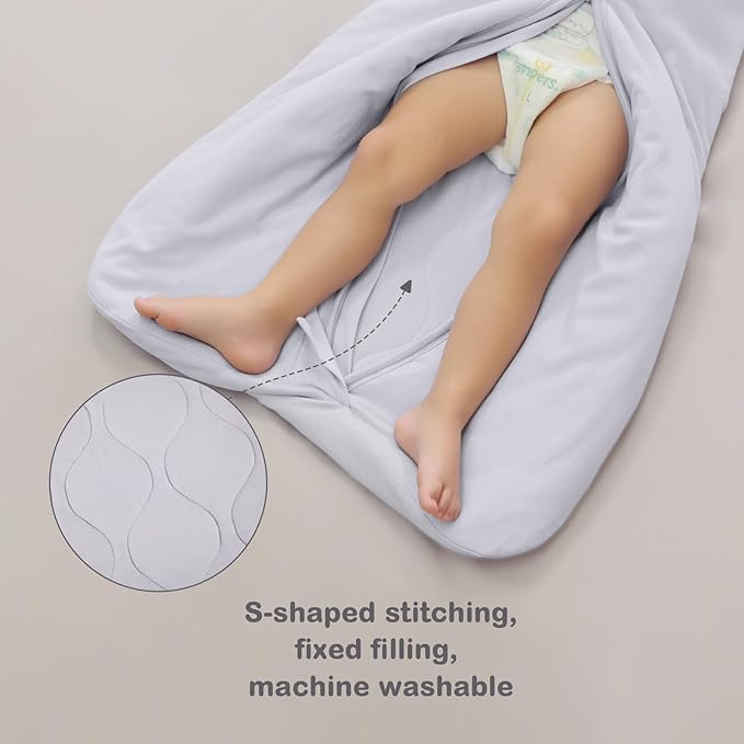 Mosebears Sleep Sack Baby Winter Wearable Blanket with 2-Way Zipper,2.5 TOG Cotton Sleep Sack Unisex (Light Grey, 6-12 Months)