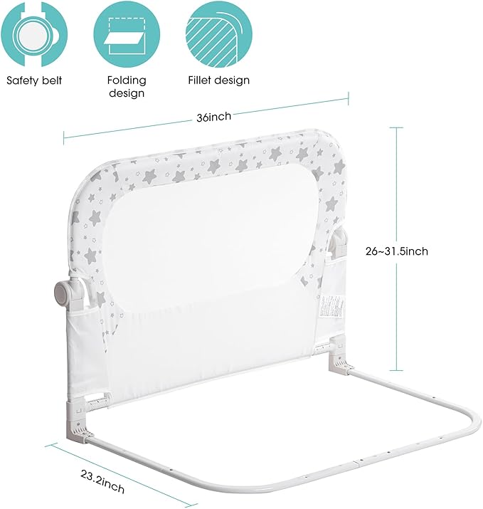 Baby Bed Rail Guard for Crib - 35.7" Toddler Bed Rails for Twin,Full, Queen, Toddlers, Bunk Size Bed Swing Down Bedrail Extral Tall Child Safety Side Railing Guards for Kids