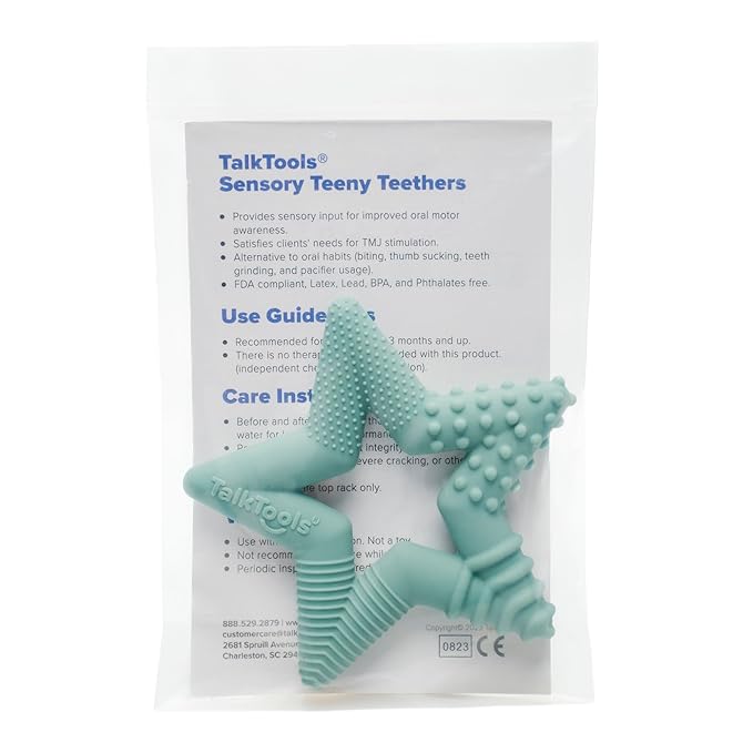 TalkTools Sensory Teeny Teether Star - Alternative to Thumb Sucking and Pacifiers, Enhances Oral Motor Awareness, Perfect for Children with Sensory Needs, Oral Development Aids (Sage)