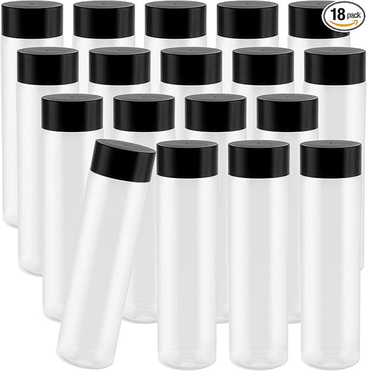 18 PCS 17 Oz Bulk Empty Sensory Bottles, Plastic Juice Bottles with Caps, Reusable Clear Drink Containers, PET Water Bottles for Juice Milk Homemade Beverages
