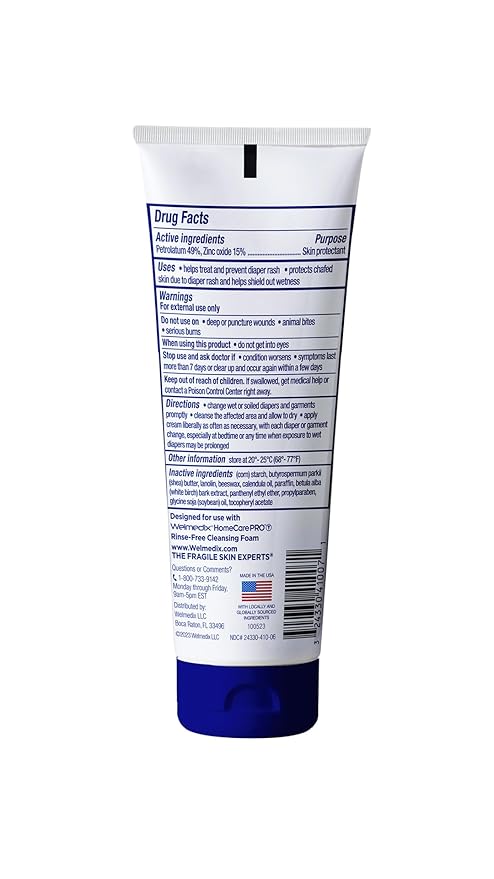 HomeCare PRO Rapid Relief Adult Diaper Rash Cream – Extra Thick, Moisturizing Barrier Cream for Incontinence and Healing/Zinc Oxide (4oz Tube)