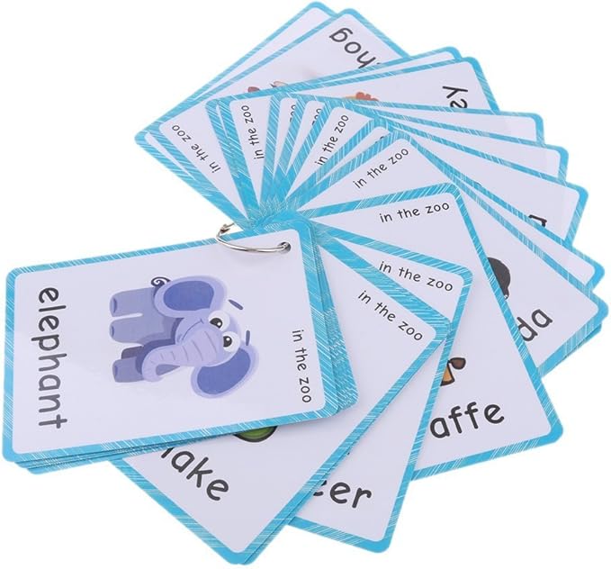 32 pcs Wild Animals Flashcards for Kids | Learning Cards & Montessori Pocket Cards for Pre-K Wall Stickers and Insect Themed Party, Online Classroom | Teacher/Autism Therapists Tools