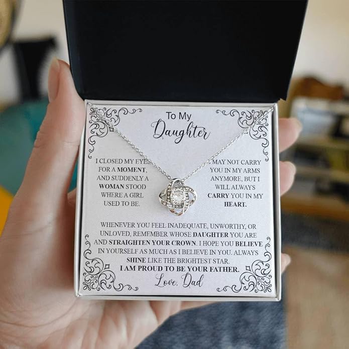 To My Daughter Gift Necklace From Dad or Mom - Badass Daughter Jewelry With Heartfelt Message & Elegant Box