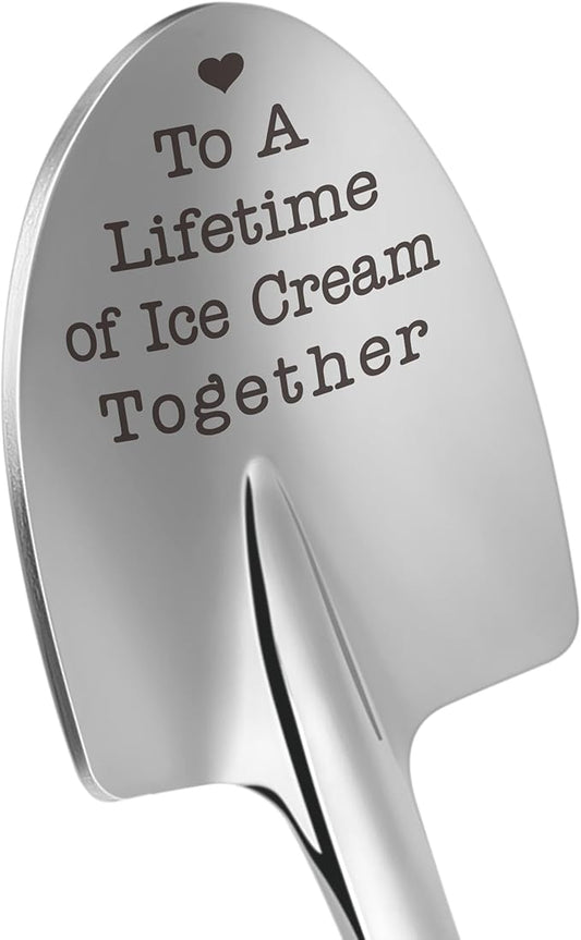 Funny Ice Cream Spoons Gift for Ice Cream Lovers, To A Lifetime Of Ice Cream Together, Engraved Spoon Gifts for Couple, His Her Ice Cream Spoons, Engagement Gifts for Couples