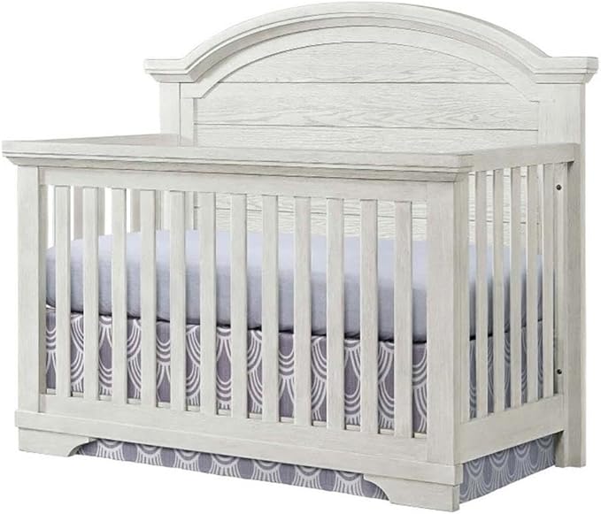Pemberly Row Modern Wood Arch Top Convertible Crib in White Dove