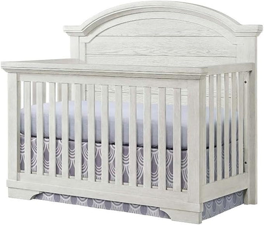 Pemberly Row Modern Wood Arch Top Convertible Crib in White Dove