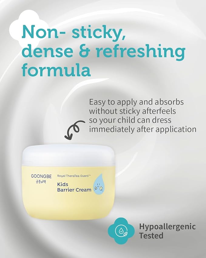 Kids' Barrier Cream - Korean Kids Daily Intensive Moisturizing Cream for Face and Body - Improves Skin Barrier & Soothing Rough Skin with Cica and Panthenol - Allergen Free Scent, 6.08 oz.
