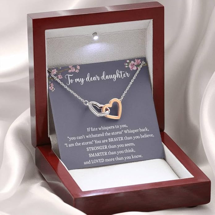 To My Daughter Gift Necklace From Dad or Mom - Badass Daughter Jewelry With Heartfelt Message & Elegant Box