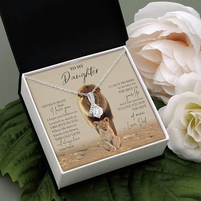 To My Daughter Gift Necklace From Dad or Mom - Badass Daughter Jewelry With Heartfelt Message & Elegant Box