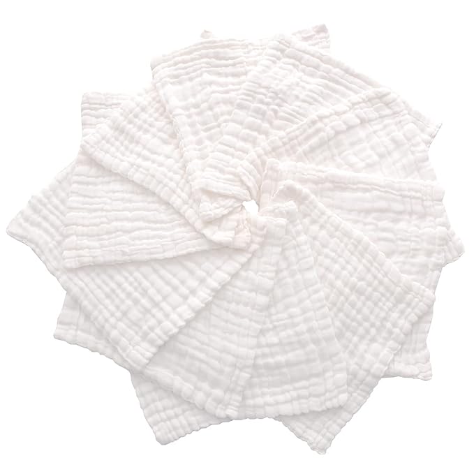 Baby Muslin Washcloths -6 Layer Soft Absorbent Face Towel - Natural Newborn Wipes for Delicate Skin - Baby Registry as Shower