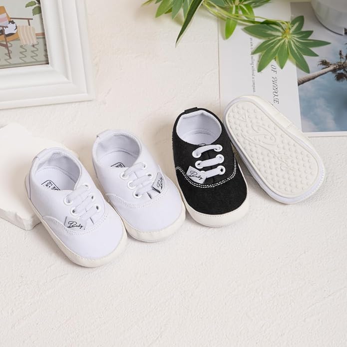 Morbido Infant Baby Boys Girls Canvas Sneaker Toddler Slip On Anti Skid Newborn First Walkers Candy Shoes for 0-18 Months
