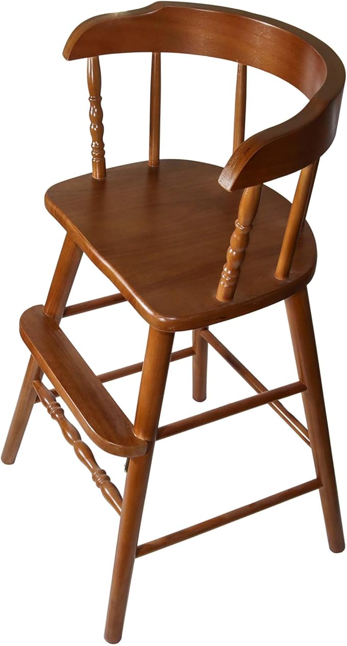 Sargent's Sons Amish Style Wooden Youth Chair, Desk Chair, Youth Dinning Chair with Step & Arms (Dark Walnut)