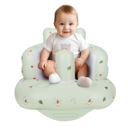 Inflatable Baby Seat, Inflatable Baby Chair for Babies 3 Months and Up, Summer Blow Up Chair with Built in Air Pump, Infant Floor Seats for Learning to Sit, Palying, Camping, Elephant