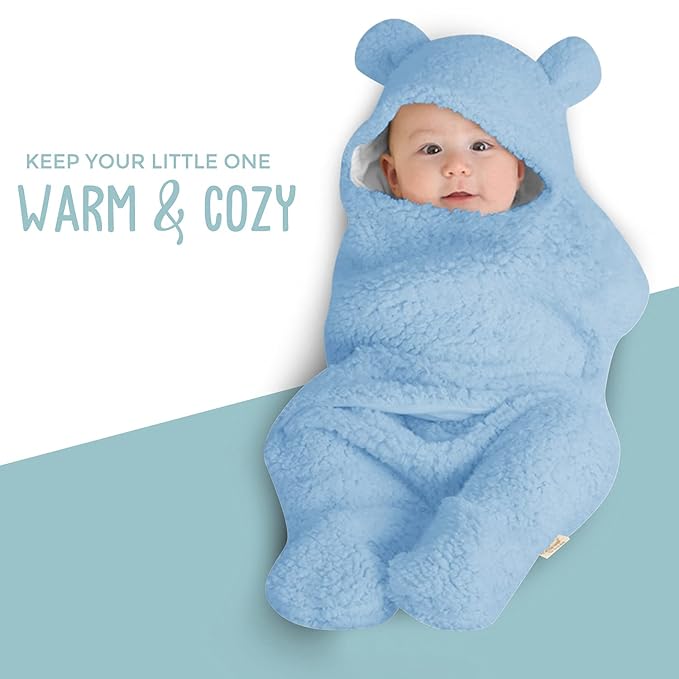 BlueMello Baby Swaddle Blanket | Ultra-Soft Plush Essential for Infants 0-6 Months | Receiving Swaddling Wrap Blue | Ideal Newborn Registry and Toddler Boy Accessories | Perfect Baby Girl Shower Gift