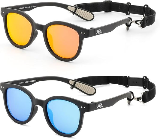 EYEBUDDY Kids Sunglasses for Boys Girls Age 2-8 Polarized UV Protection Toddler Children Sun Glasses Pack of 2