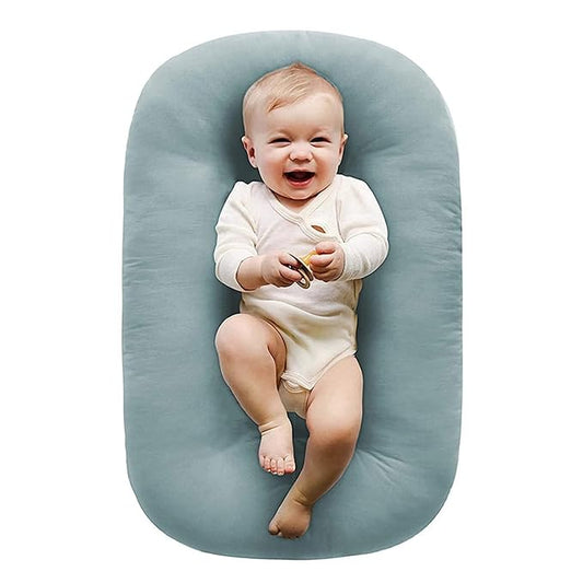 Baby Lounger - Baby Lounger for Newborn, Breathable & Soft Baby Nest Cover Co for Baby 0-12 Months, Baby Essentials Gifts, Portable Infant Lounger, Baby Snuggle Lounger Me (Blue)