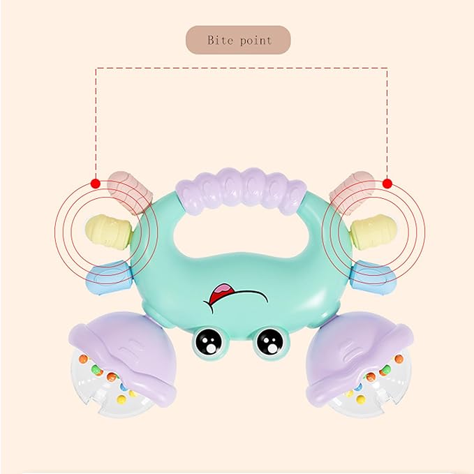 Baby Crab Rattle Toy - ABS Material, Handheld Crab Shaped Toy for Infants, Early Education Grip & Smart Toy for Newborn Boys and Girls(345A) (Green)