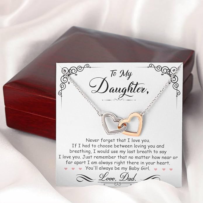 To My Beautiful Daughter Necklace from Mom & Dad | Cubic Zirconia Pendant with Heartfelt Message Card & Gift Box | Daughter Birthday, Graduation, Christmas Jewelry Gift from Parents