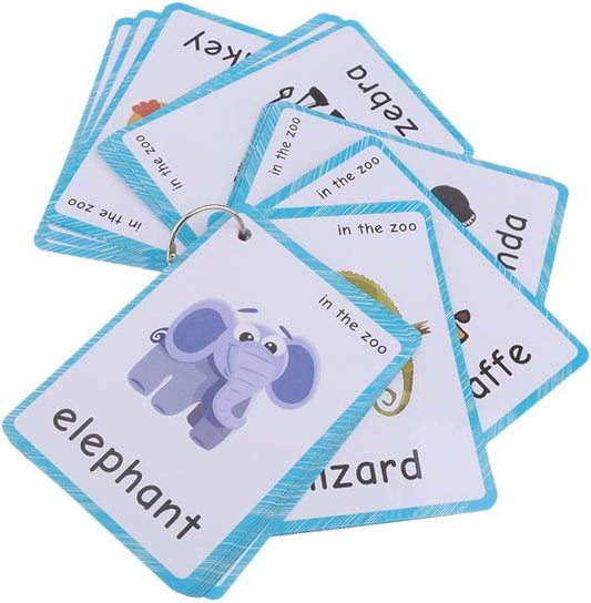32 pcs Wild Animals Flashcards for Kids | Learning Cards & Montessori Pocket Cards for Pre-K Wall Stickers and Insect Themed Party, Online Classroom | Teacher/Autism Therapists Tools