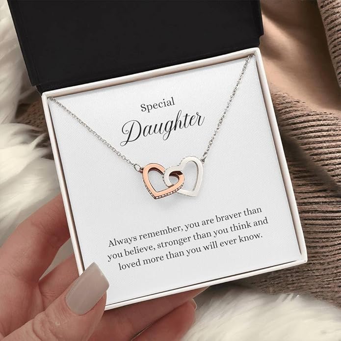 To My Daughter Gift Necklace From Dad or Mom - Badass Daughter Jewelry With Heartfelt Message & Elegant Box