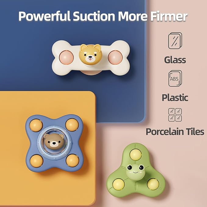 Suction Cup Spinner Toys for Boys, Sensory Spinning Tops Toy for Toddlers, First Birthday Baby Gifts for Girls(Group G)