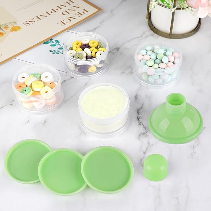 Accmor Formula Dispenser On The Go, 4 Compartments Stackable Formula Container for Travel, Baby Milk Powder Kids Snack Container, BPA Free ﻿