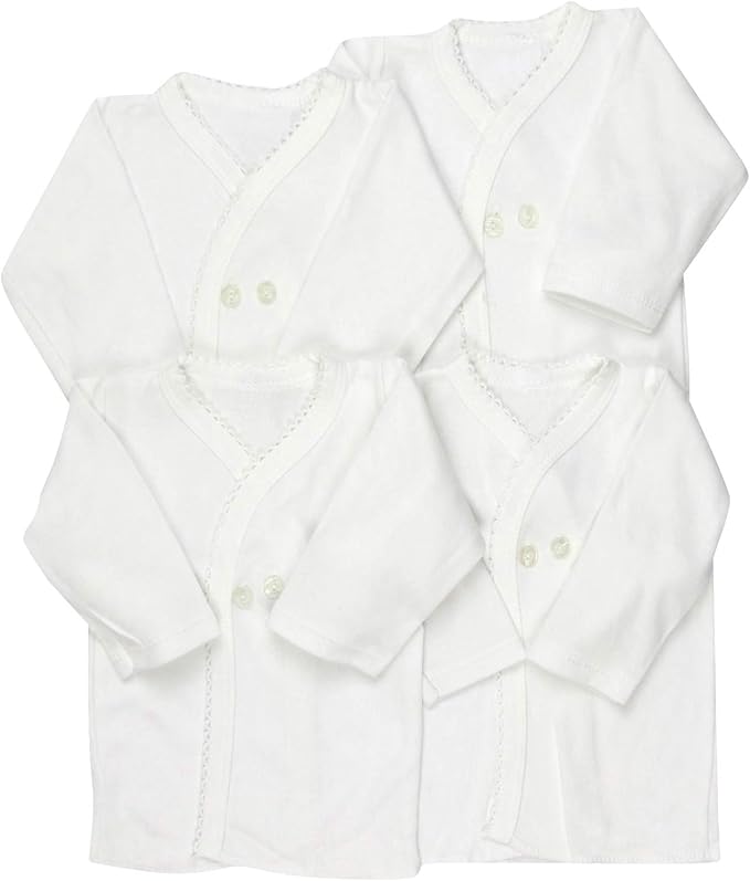 ToBeInStyle Babies' 4 Pack Relaxed Fit Short or Long Sleeve Button Up Kimono Tee Swaddle Shirt