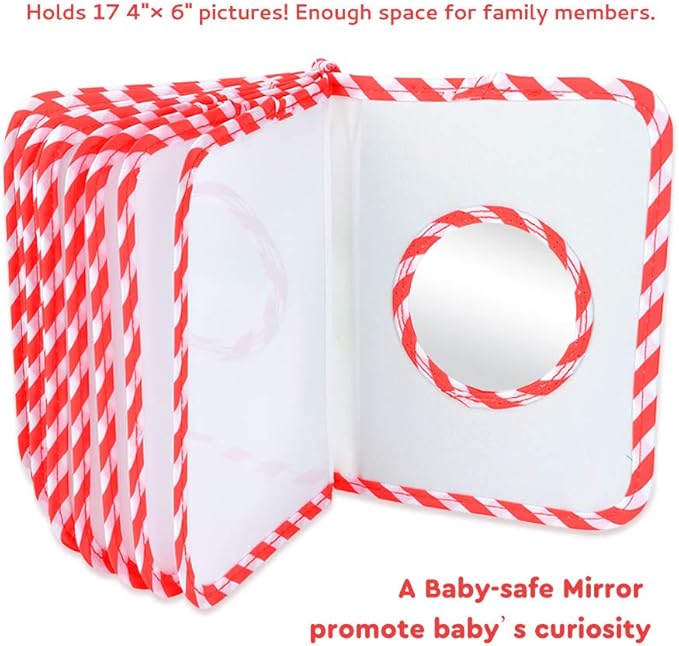 Photo Album Soft Cloth Photo Book First Year Memory Album Shower Gift for Babies Newborns Toddlers & Kids,Holds 4x6 Inch Photos. (Red)