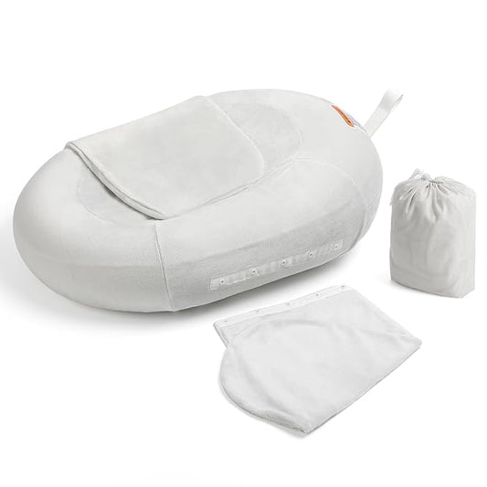 Inflatable Baby Bathtub, NICEMER Infant Bathtub Sink Bather Includes Microfleece Cover 2-in-1 Detachable Swaddle Wings and Storage Bag, Present for 0-6 Months Newborns, Portable Home Travel