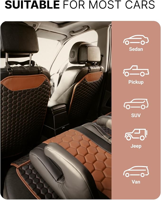 Set Car Seat Protector & Seat Back Protector Hexy One - Kick Mat Back Seat Protector Hexy - Waterproof & Non-Slip Car Seat Protector