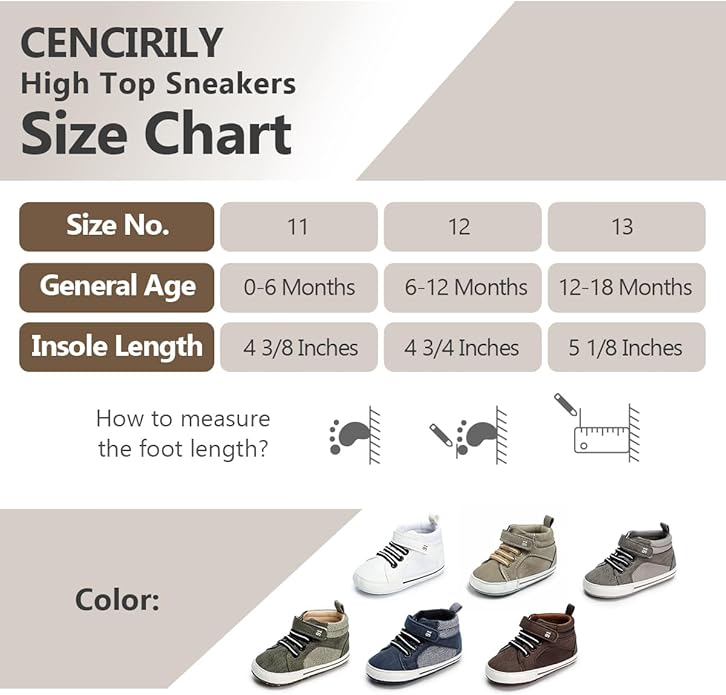CENCIRILY Baby Boys Girls High Top Sneakers Soft Soles Anti Skid Infant Ankle Shoes Toddler Prewalker First Walking Crib Shoes
