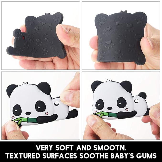 Baby Silicone Teether,Sensory Chew Toys,BPA Free Soft and Effective Infant Teething Pain Relief Toys,Freezer Safe,Food Grade Silicone,Best Shower Gift for Boys and Girls (Panda)
