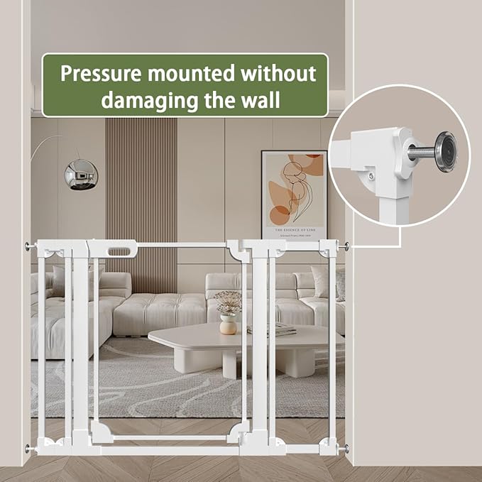 Clear Baby Safety Gate for Stairs,29.52-37.79" Wide, 30" Tall Pressure Mounted Acrylic Pet Gate, Easy Walk Through Auto Close Child Gate for Doorways and House,29.52-37.79"