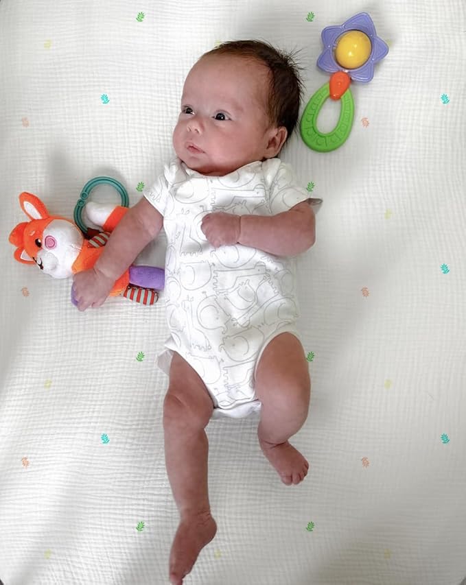 Hugs & Llamas | 100% Organic Cotton Muslin Fitted Crib Sheet | Premium Baby Sheets for Boys & Girls | Neutral Mattress Sheet