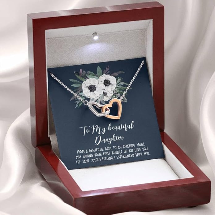 To My Daughter Gift Necklace From Dad or Mom - Badass Daughter Jewelry With Heartfelt Message & Elegant Box