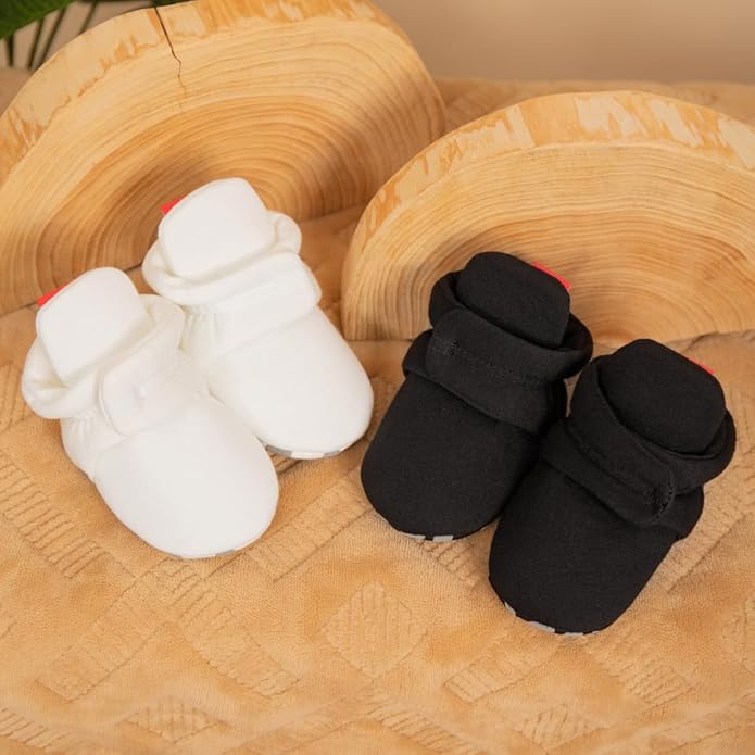 Sawimlgy Newborn Infant Baby Girl Boy Cotton Booties Stay On Sock Slippers Soft Bedroom Shoes Non-Skid Ankle Boots With Grippers Toddler Crib Warm Shoe First Walker Birthday Shower