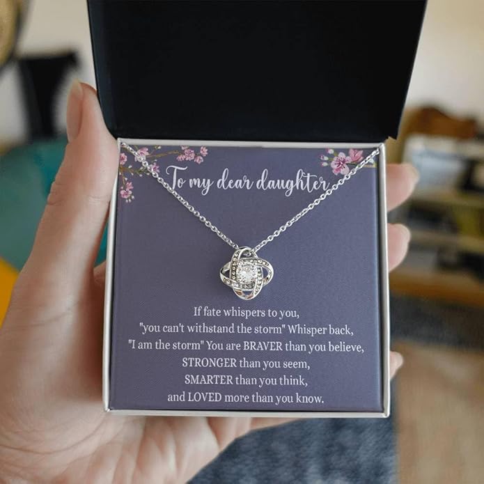 To My Daughter Gift Necklace From Dad or Mom - Badass Daughter Jewelry With Heartfelt Message & Elegant Box