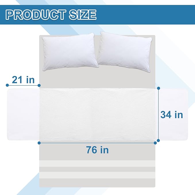 OUTCREATOR® Saddle Style Bed Pad with Tuck-in Sides, 34" x 76" Reusable Incontinence Underpad, Absorbent Waterproof Washable Quilted Tuckable Mattress Protector for Adults, Elderly, Kids, Pets (White)