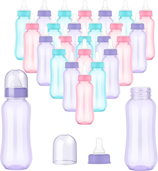 Norme Baby Shower Bottles 9.5 oz Plastic Baby Bottles Chug Sign Shower Game Party Favors Baby Bottles Bulk for Baby Shower Decorations Gender Reveal Gifts(Many Color, 24 Pcs)
