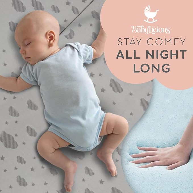 Waterproof Pack and Play Mattress Topper | 38" x 26" x 1.5" | Trifold Style - Breathable Soft Plush Foam - Portable Mattress Topper- Baby Foam Mattresses for Babies