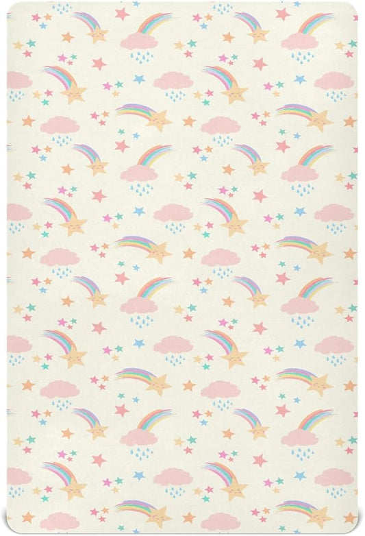 Shooting Star Crib Sheets for Neutral Bassinet Play Sheets,Sheets Toddler Bed Sheets for Baby Boys Girs 39 * 27 * 5in